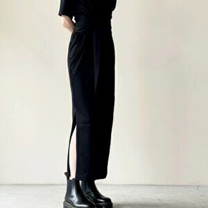Mame Kurogouchi Black Cotton Jersey Dress